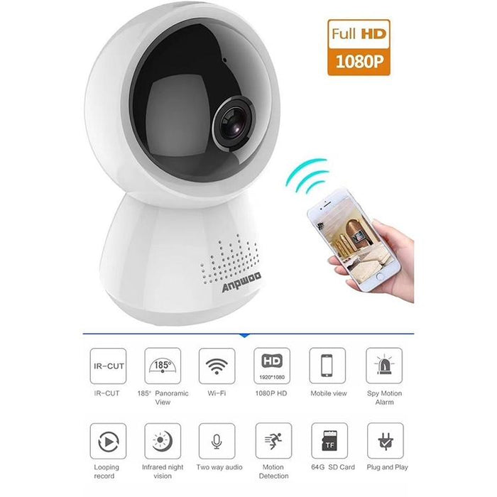 2.0Mp 1080P 1 / 2.7 Inch Hd Wifi Ip Camera Support Motion Detection / Night Vision White