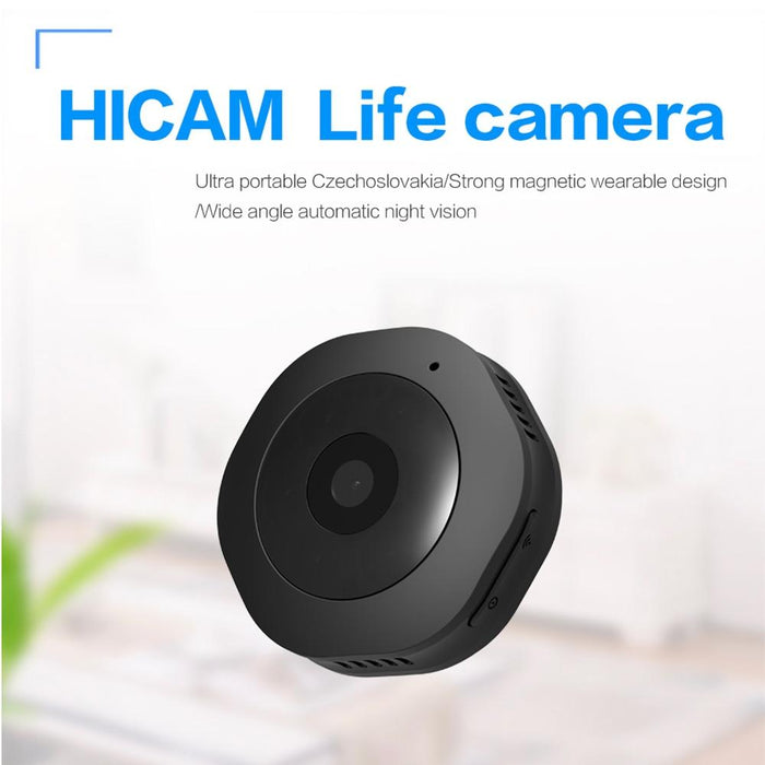 Mini Hd 1280 X 720P 120 Degree Wide Angle Wearable Smart Wireless Wifi Surveillance Camera Support Infrared Night Vision & Motion Detection Recording & 15-25M Local Monitoring & Loop Recording & 64Gb Micro Sd Tf Card Black