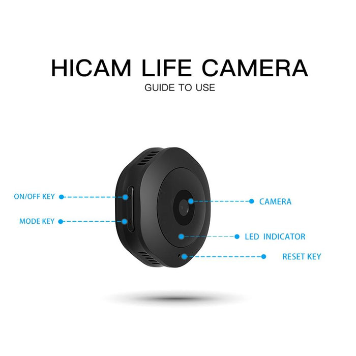 Mini Hd 1280 X 720P 120 Degree Wide Angle Wearable Smart Wireless Wifi Surveillance Camera Support Infrared Night Vision & Motion Detection Recording & 15-25M Local Monitoring & Loop Recording & 64Gb Micro Sd Tf Card Black