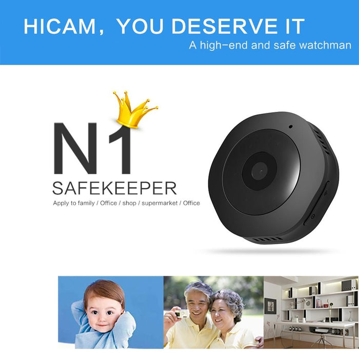 Mini Hd 1280 X 720P 120 Degree Wide Angle Wearable Smart Wireless Wifi Surveillance Camera Support Infrared Night Vision & Motion Detection Recording & 15-25M Local Monitoring & Loop Recording & 64Gb Micro Sd Tf Card Black