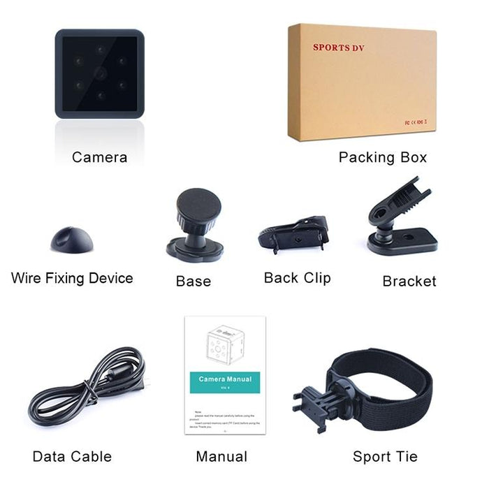 1080P Wearable Smart Hd Camera Wireless Sport Camera Support Infrared Night Vision / Motion Detection / Tf Card