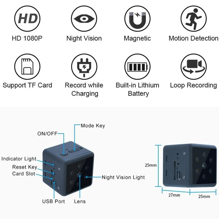 1080P Wearable Smart Hd Camera Wireless Sport Camera Support Infrared Night Vision / Motion Detection / Tf Card