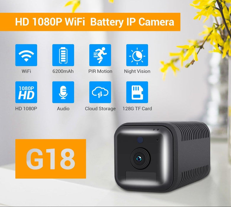 G18 1080P Full Hd Rechargeable Battery Wifi Ip Camera Support Night Vision / Pir Motion Detection / Tf Card / Two Way Audio Black