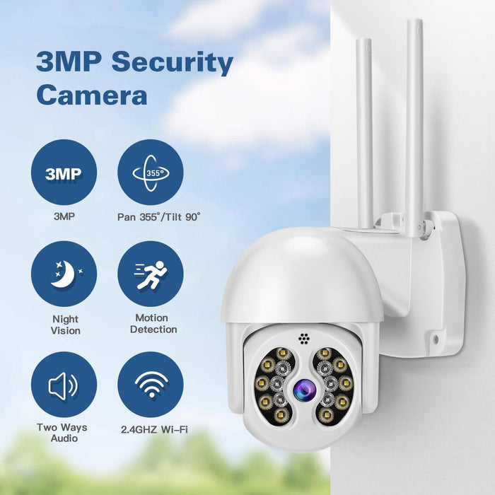 3.0 Million Pixels Ip66 Waterproof 2.4G Wireless Ip Camera & Motion Detection & Two-Way Audio & Full Colour Night Vision & Tf Card