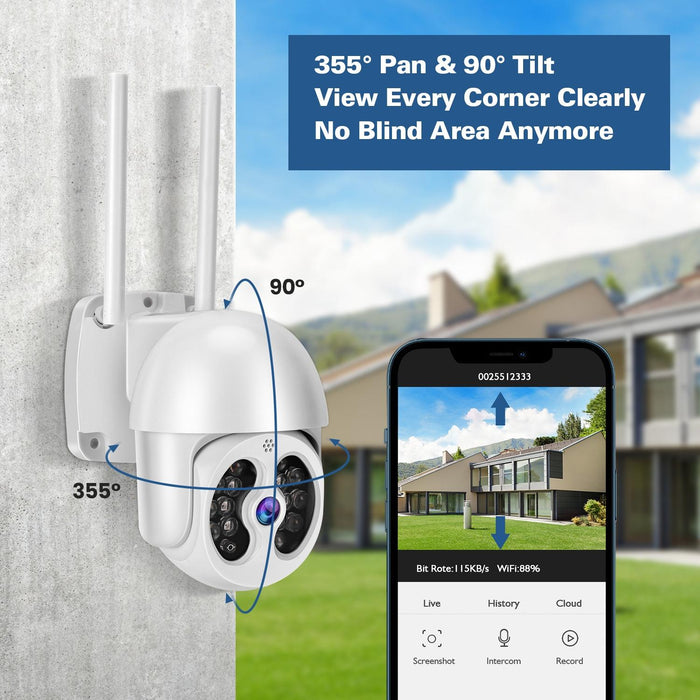 3.0 Million Pixels Ip66 Waterproof 2.4G Wireless Ip Camera & Motion Detection & Two-Way Audio & Full Colour Night Vision & Tf Card