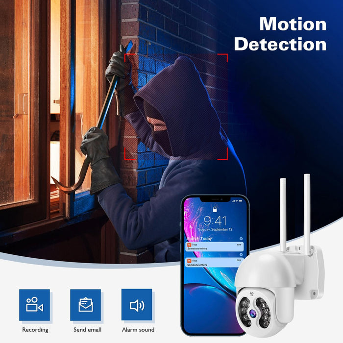 3.0 Million Pixels Ip66 Waterproof 2.4G Wireless Ip Camera & Motion Detection & Two-Way Audio & Full Colour Night Vision & Tf Card