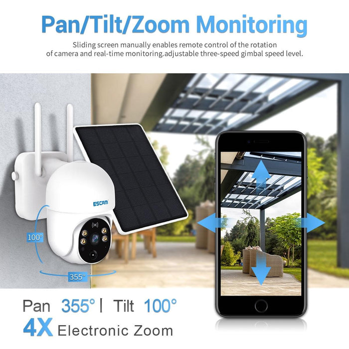 2.0 Million Pixels 1080P Hd Wifi Solar Camera Support Two-Way Voice & Pir Motion Detection & Night Vision & Tf Card