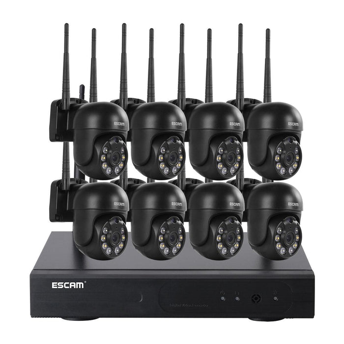 3.0 Million Pixels 8-Channel Wireless Dome Camera Hd Nvr Security System Support Motion Detection & Two-Way Audio & Full-Colour Night Vision & Tf Card