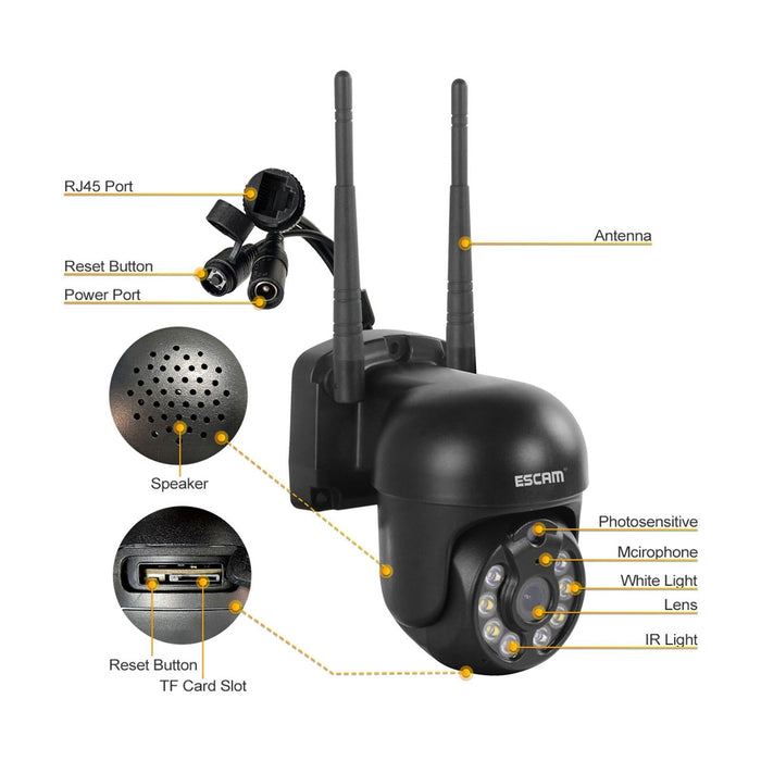 3.0 Million Pixels Wireless Dome Ip Camera Support Motion Detection & Two-Way Audio & Full-Colour Night Vision & Tf Card