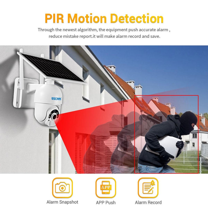 Hd 1080P 4G Solar Powered Ip Camera Without Memory Support Two-Way Audio & Pir Motion Detection & Night Vision & Tf Card