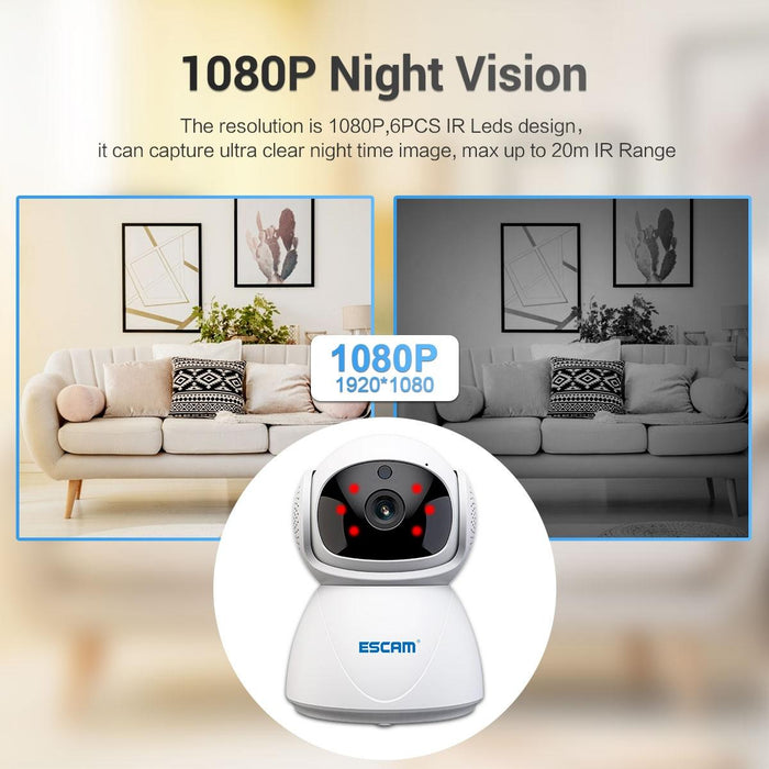 Hd 1080P Dual-Band Wifi Ip Camera Support Night Vision / Motion Detection / Auto Tracking / Tf Card / Two-Way Audio