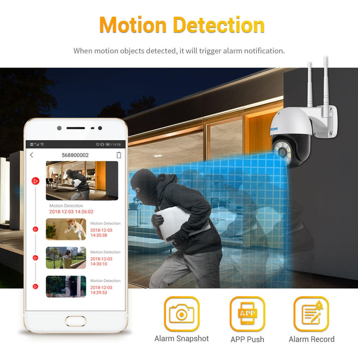 Hd 1080P Wifi Ip Camera Support Two Way Audio / Motion Detection / Night Vision / Tf Card