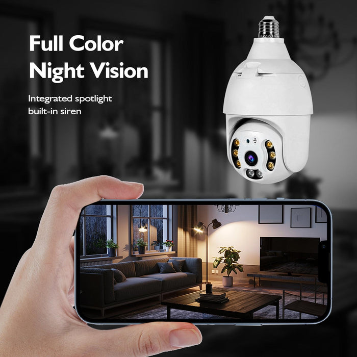 3.0Mp Smart Wifi 1080P Hd Outdoor Network Light Bulb Camera Support Infrared Night Vision & Motion Detection & Tf Card