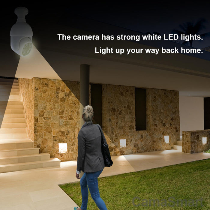 Smart Wifi Hd Outdoor Network Light Bulb Camera Support Infrared Night Vision & Motion Detection & Tf Card