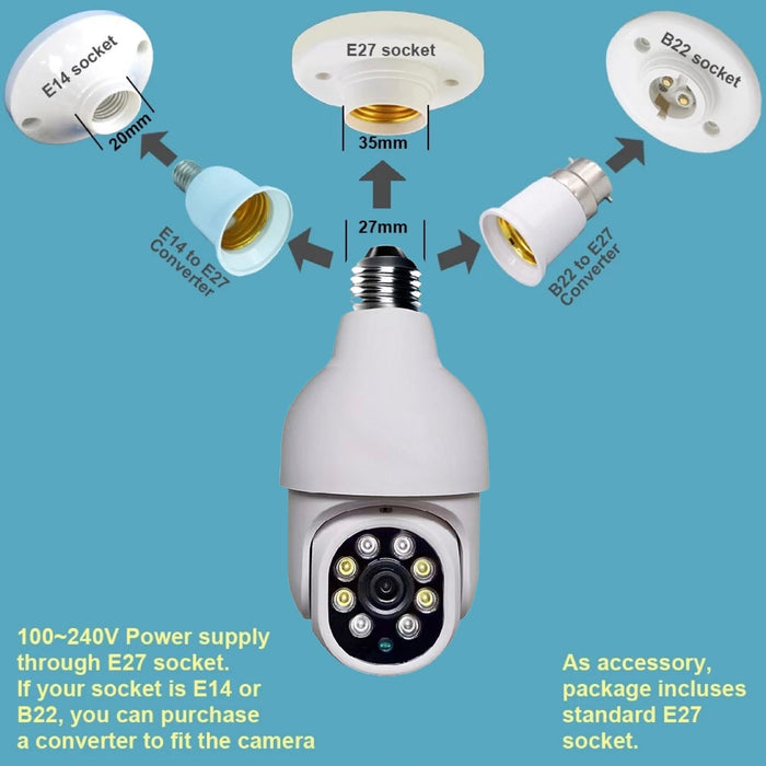 Smart Wifi Hd Outdoor Network Light Bulb Camera Support Infrared Night Vision & Motion Detection & Tf Card