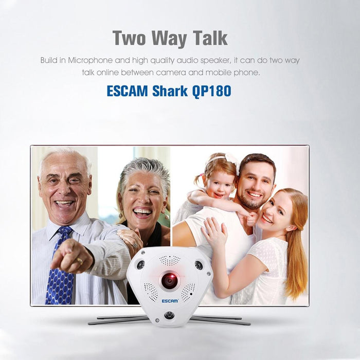 Shark 960P 360 Degrees Fisheye Lens 1.3Mp Wifi Ip Camera Support Motion Detection / Night Vision- Ir Distance 10M