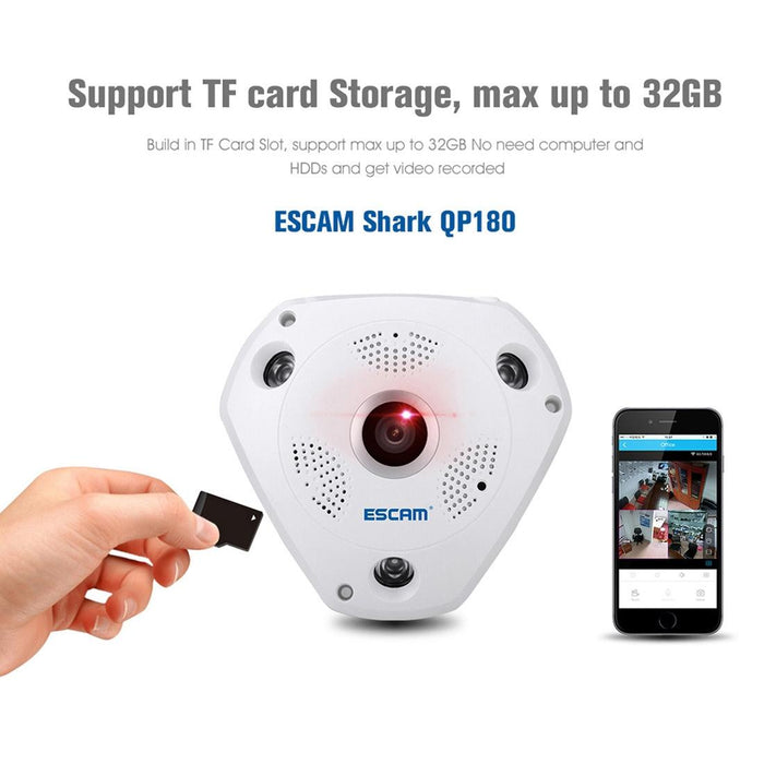 Shark 960P 360 Degrees Fisheye Lens 1.3Mp Wifi Ip Camera Support Motion Detection / Night Vision- Ir Distance 10M