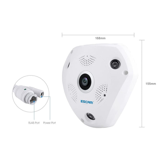 Shark 960P 360 Degrees Fisheye Lens 1.3Mp Wifi Ip Camera Support Motion Detection / Night Vision- Ir Distance 10M