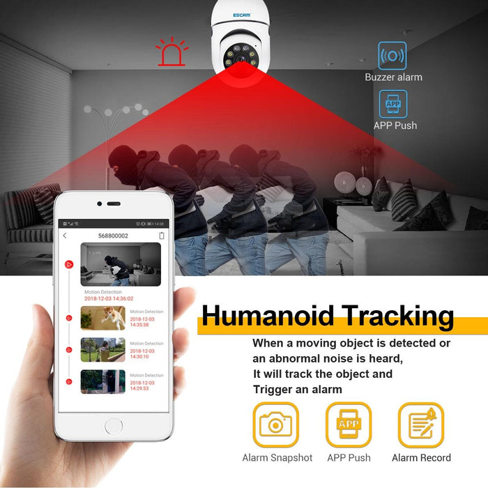 1080P Hd Light Bulb Wifi Camera Support Motion Detection Two-Way Audio Night Vision Tf Card