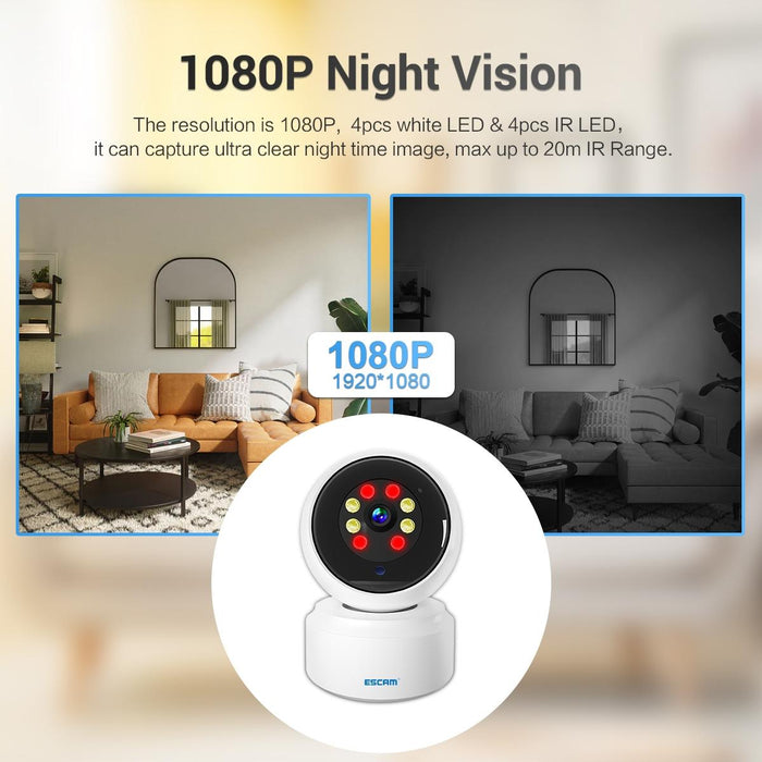 Hd 1080P Dual-Band Wifi Ip Camera Support Night Vision / Motion Detection / Auto Tracking / Tf Card / Two-Way Audio