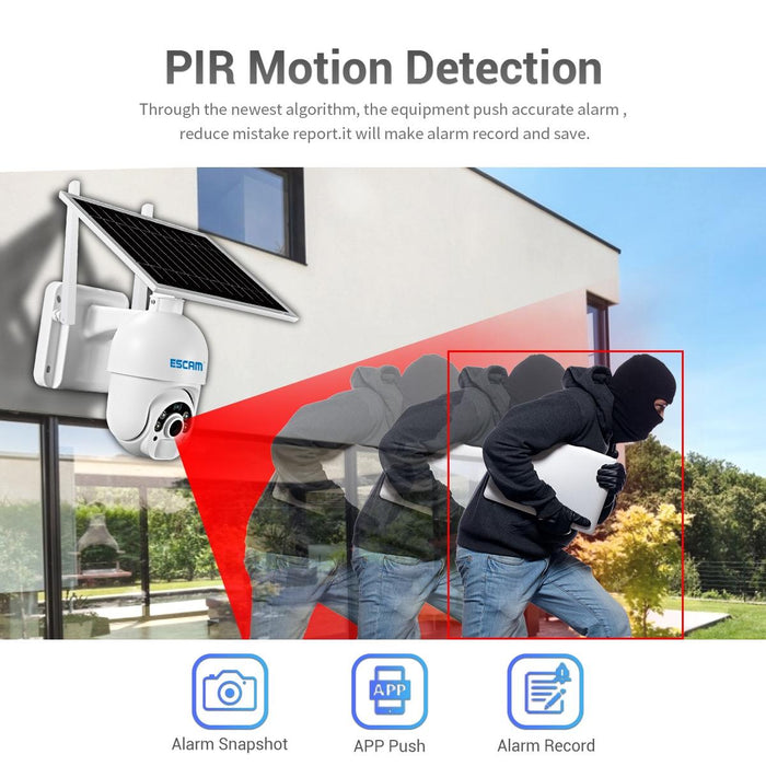 Hd 1080P Wifi Solar Panel Ip Camera Support Motion Detection / Night Vision / Tf Card / Two-Way Audio