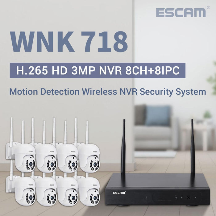 Hd 3.0 Million Pixels 8-Channel Wireless 8Ipc Wireless Nvr Security System