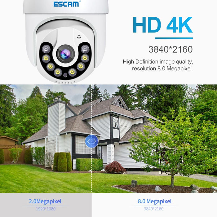 H.265X 8Mp Ai Humanoid Detection Auto Tracking Waterproof Wifi Ip Camera White