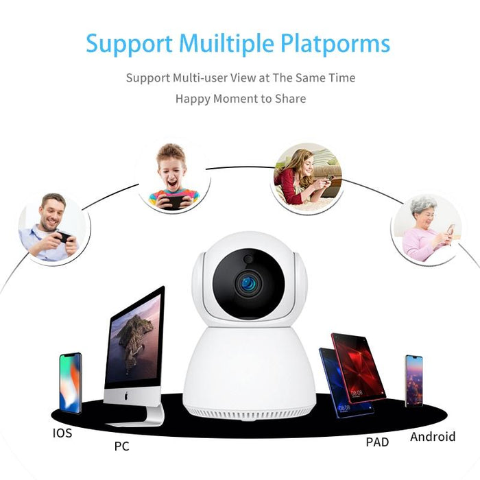 1.0Mp Pan-Tilt Ip Camera Wifi Smart Security Camera Support Tf Card / Two-Way Audio / Motion Detection / Night Vision