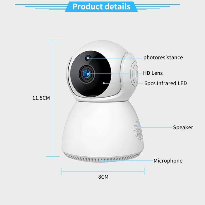 1.0Mp Pan-Tilt Ip Camera Wifi Smart Security Camera Support Tf Card / Two-Way Audio / Motion Detection / Night Vision