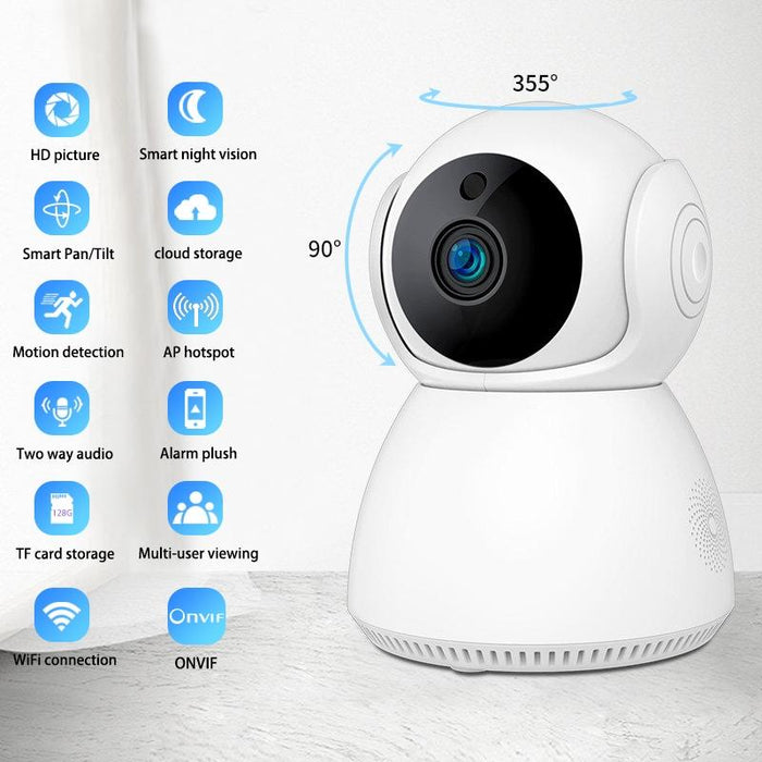 3.0Mp Pan-Tilt Ip Camera Wifi Smart Security Camera Support Tf Card / Two-Way Audio / Motion Detection / Night Vision