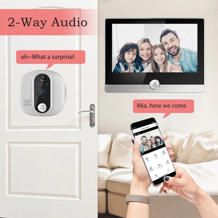 4.3 Inch 1080P Wifi Smart Visual Electronic Doorbell Support Pir Motion Detection