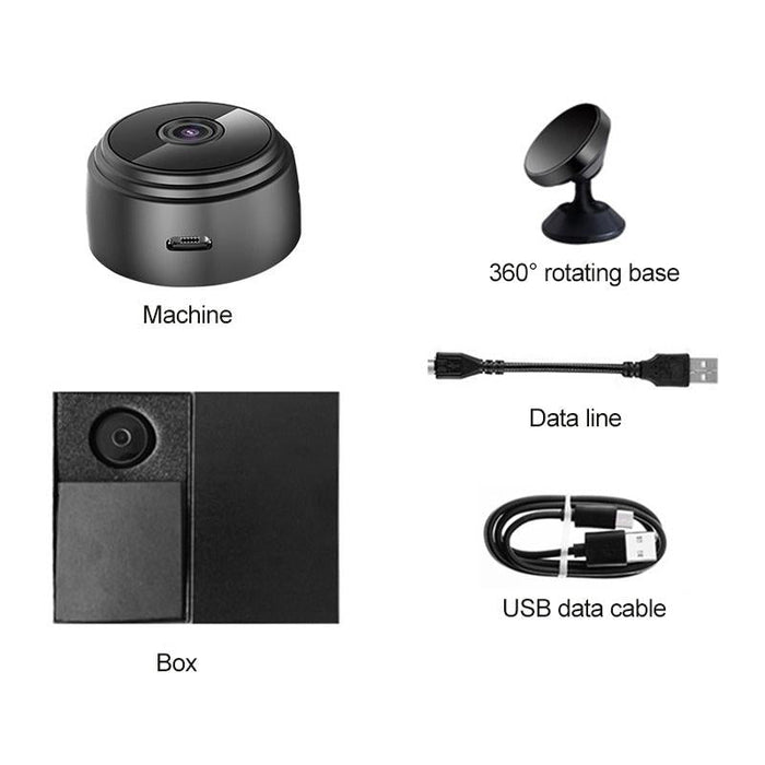 1080P Wifi Wireless Network Camera Wide-Angle Recorder Black