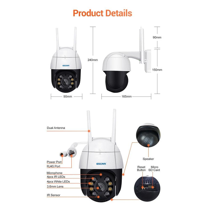 1080P Pan / Tilt Ai Humanoid Detection Ip66 Waterproof Wifi Ip Camera Support Night Vision / Tf Card / Two-Way Audio