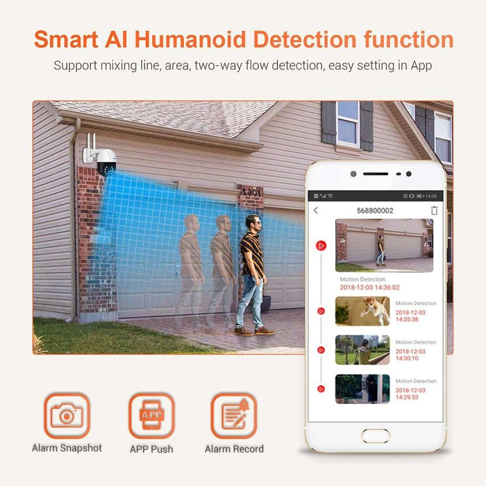 1080P Pan / Tilt Ai Humanoid Detection Ip66 Waterproof Wifi Ip Camera Support Night Vision / Tf Card / Two-Way Audio