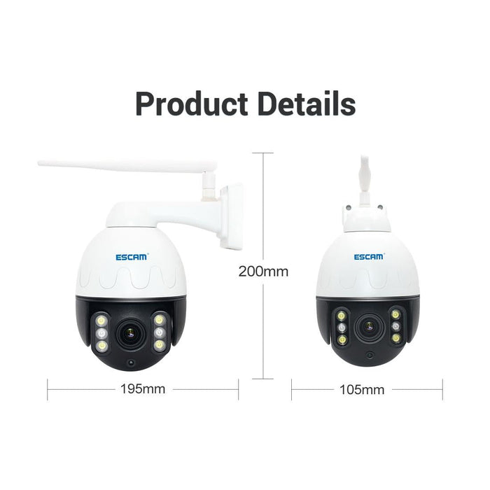 Q5068 H.265 5Mp Pan / Tilt / 4X Zoom Wifi Waterproof Ip Camera Support Two Way Talk & Night Vision