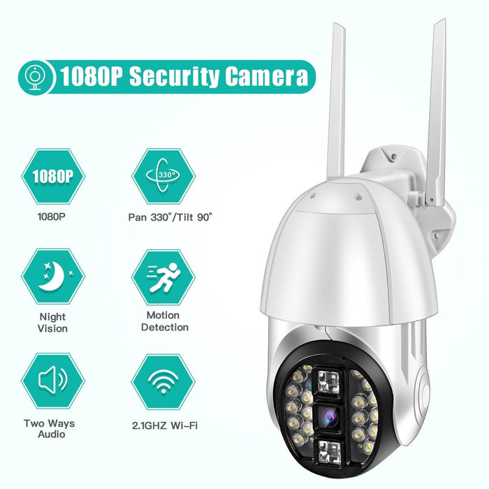 1080P Panoramic Ptz 360 Degree Rotating Wifi Camera Support Day And Night Full Colour & Two-Way Voice Intercom & Motion Detection Alarm & Video Playback & 64Gb Tf Card