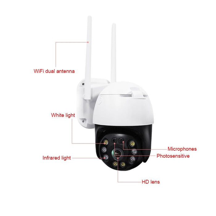 1080P 3.0Mp 3.6Mm Lens Ip65 Waterproof Ptz 360 Degree Rotating Wifi Camera Support Day And Night Full Colour & Two-Way Voice Intercom & Motion Humanoid Detection & Video Playback & 128Gb Tf Card