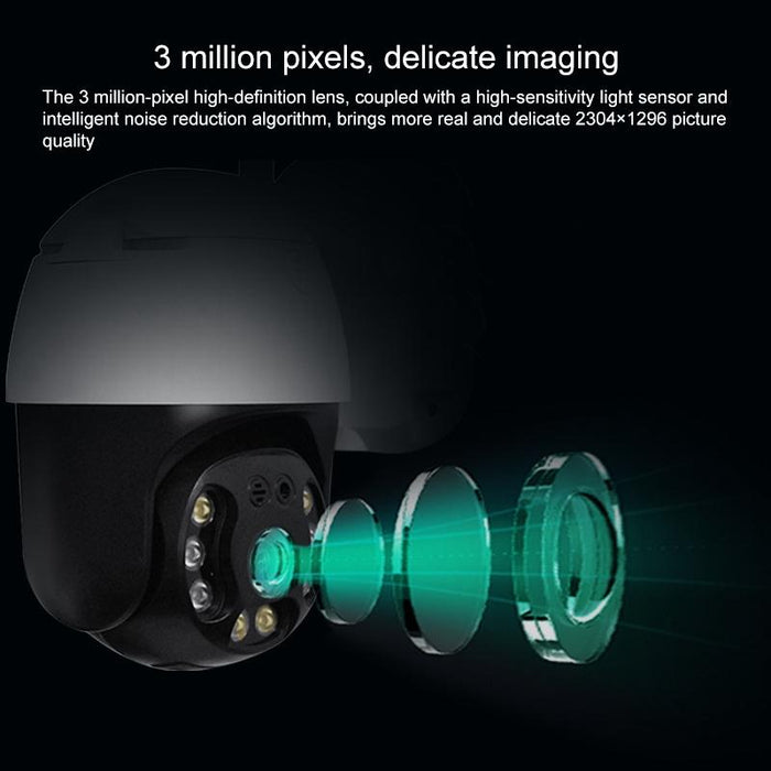 1080P 3.0Mp 3.6Mm Lens Ip65 Waterproof Ptz 360 Degree Rotating Wifi Camera Support Day And Night Full Colour & Two-Way Voice Intercom & Motion Humanoid Detection & Video Playback & 128Gb Tf Card