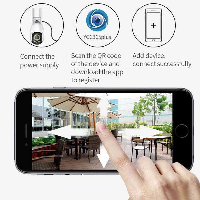 1080P 2.0Mp Dual Lens Ip66 Waterproof Panoramic Ptz Wifi Camera Support Day And Night Full Colour & Two-Way Voice Intercom & Smart Alarm & Video Playback & 128Gb Tf Card