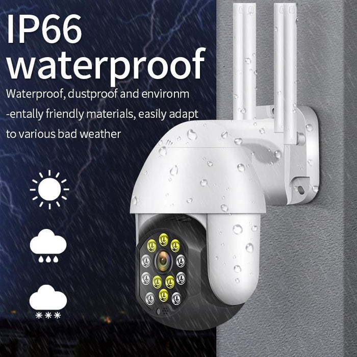 1080P 2.0Mp Dual Lens Ip66 Waterproof Panoramic Ptz Wifi Camera Support Day And Night Full Colour & Two-Way Voice Intercom & Smart Alarm & Video Playback & 128Gb Tf Card