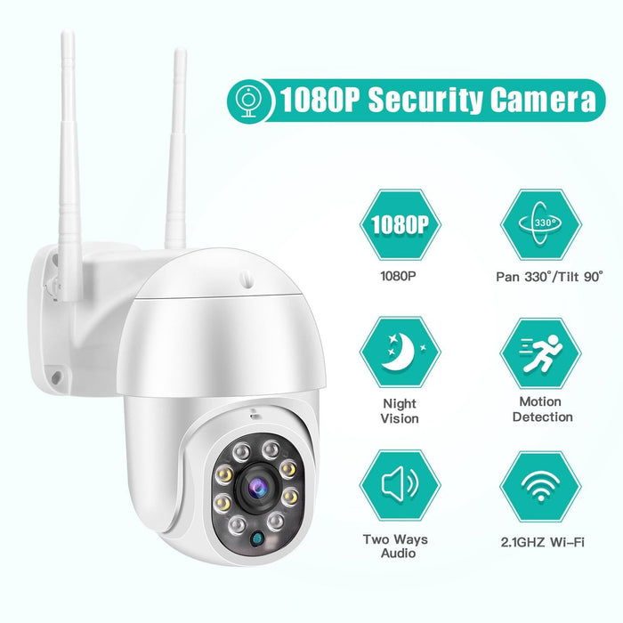 1080P 2.0Mp Lens Ip66 Waterproof Ptz Rotating Wifi Camera Support Infrared Night Vision & Two-Way Voice Intercom & Motion Detection & 128Gb Tf Card