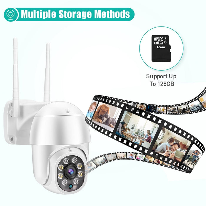 1080P 2.0Mp Lens Ip66 Waterproof Ptz Rotating Wifi Camera Support Infrared Night Vision & Two-Way Voice Intercom & Motion Detection & 128Gb Tf Card