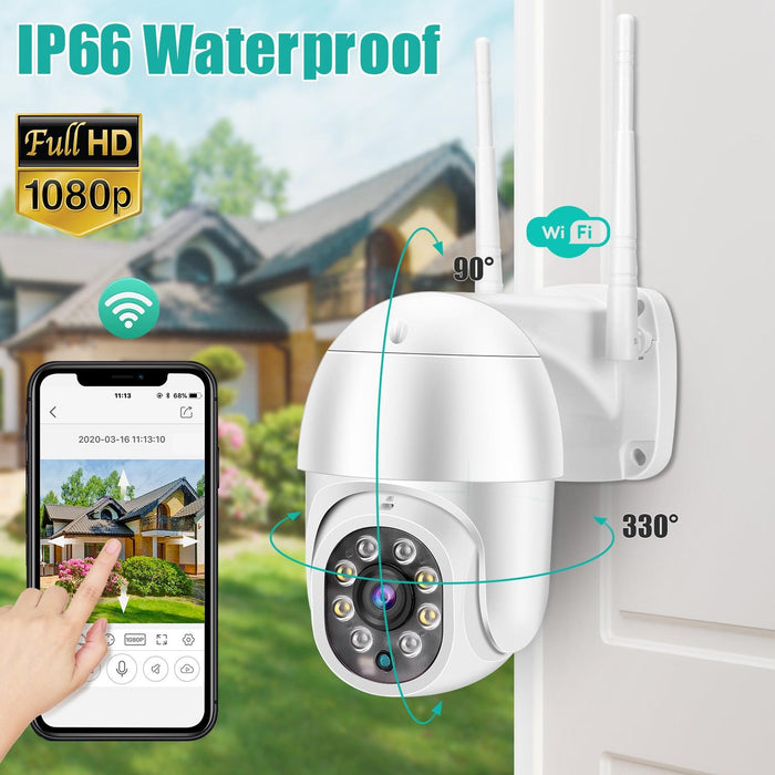 1080P 2.0Mp Lens Ip66 Waterproof Ptz Rotating Wifi Camera Support Infrared Night Vision & Two-Way Voice Intercom & Motion Detection & 128Gb Tf Card