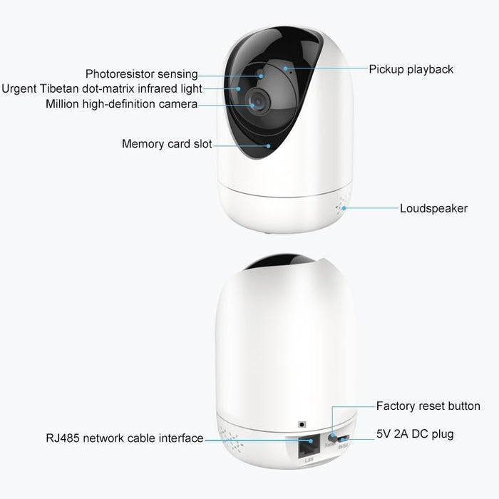 Hd Wireless Indoor Network Shaking Head Camera Support Motion Detection & Infrared Night Vision & Micro Sd Card