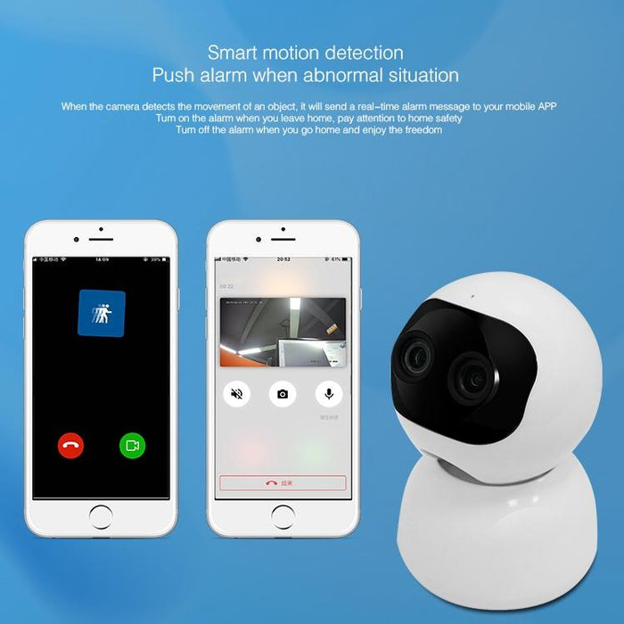 Hd Wireless Indoor Network Shaking Head Binocular Camera Support Motion Detection & Infrared Night Vision & Micro Sd Card