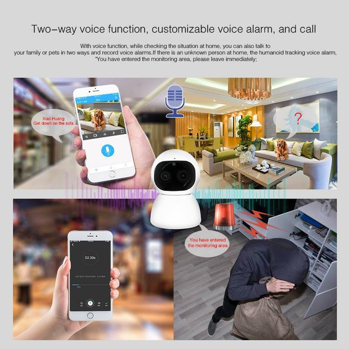 Hd Wireless Indoor Network Shaking Head Binocular Camera Support Motion Detection & Infrared Night Vision & Micro Sd Card