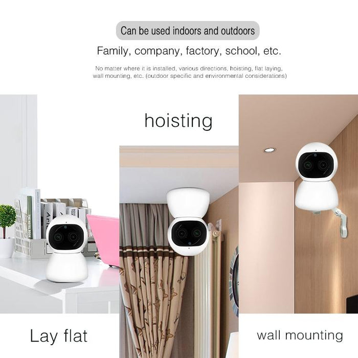 Hd Wireless Indoor Network Shaking Head Binocular Camera Support Motion Detection & Infrared Night Vision & Micro Sd Card