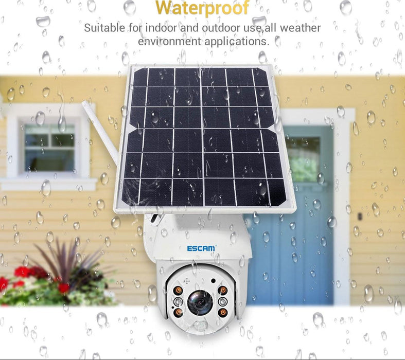 Hd 1080P Ip66 Waterproof Wifi Solar Panel Pt Ip Camera Without Battery Support Night Vision / Motion Detection / Tf Card / Two Way Audio White