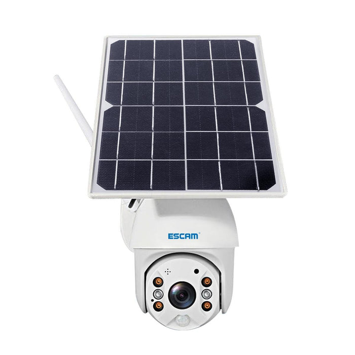 Hd 1080P Ip66 Waterproof Wifi Solar Panel Pt Ip Camera Without Battery Support Night Vision / Motion Detection / Tf Card / Two Way Audio White