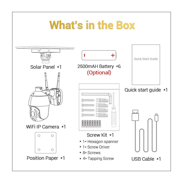 Hd 1080P Ip66 Waterproof Wifi Solar Panel Pt Ip Camera With Battery Support Night Vision / Motion Detection / Tf Card / Two Way Audio White